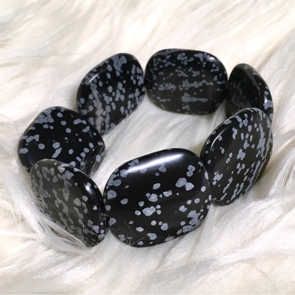 SNOWFLAKE OBSIDIAN stretch chunky bracelet